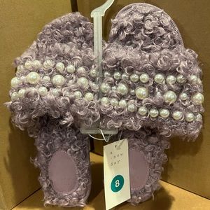 A New Day Purple/Adrienne Embellished Slides Size 8